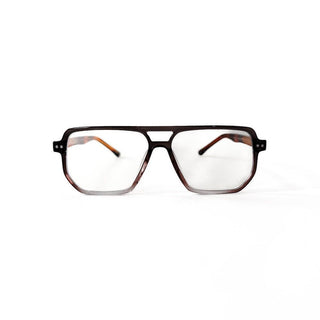 Oversized Square Aviator Blue Light Glasses-Brown/Clear