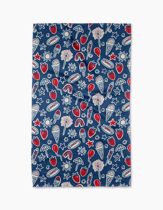 Summer Fun In Blue Tea Towel - Geometry