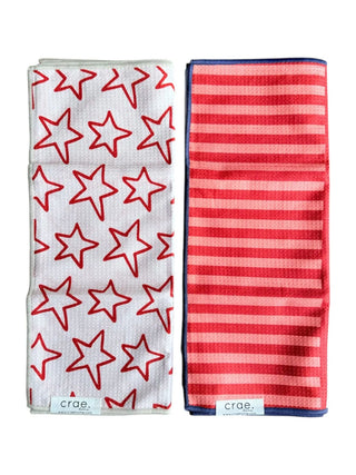 Stars/stripes On Stripes: 2 Double Sided-hand Towels