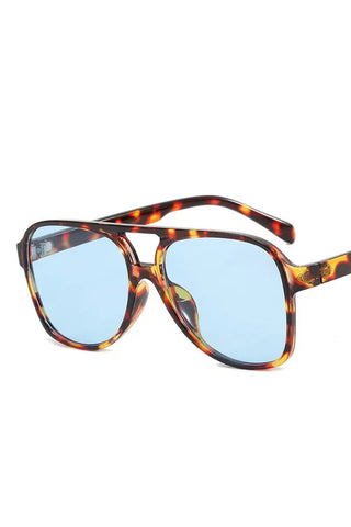 Vintage Double Bridge Aviator-Leopard Blue