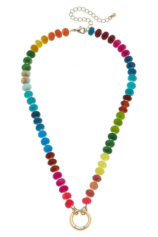 Lucy Rainbow Gemstone Beaded Charm Necklace Base