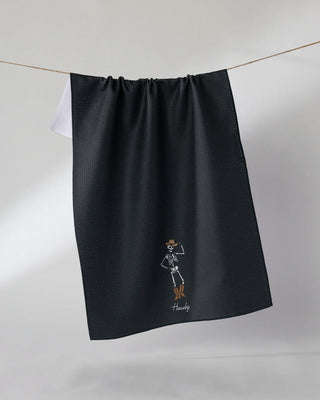 Howdy Cassondra Black Tea Towel - Geometry