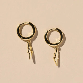 Gold Lightning Bolt Huggie Earrings
