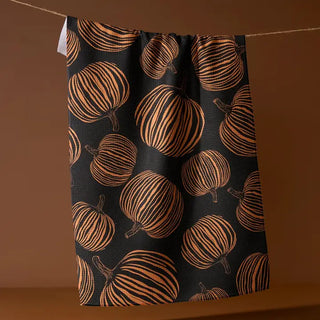 Pumpkin Noir Tea Towel - Geometry
