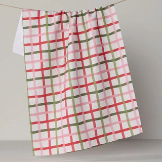 Festive Plaid Tea Towel - Geometry