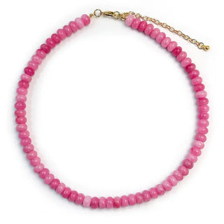 Natural Stone Pink Beaded Necklace