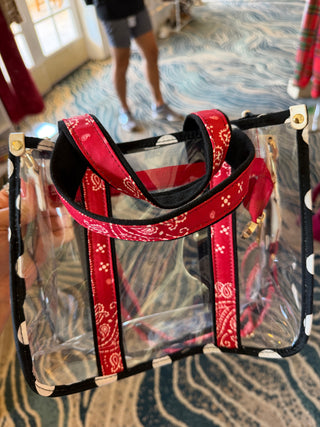 Game Day Clear Stadium Tote-Red Paisley/Black Dot