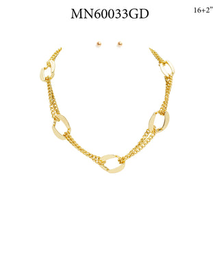 Open Gold Circle With Chain Necklace