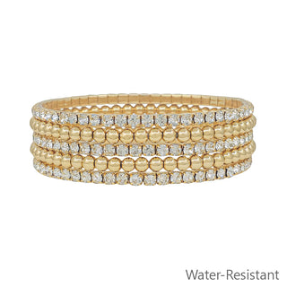 Gold Tennis Chain & Beaded Bracelet Set
