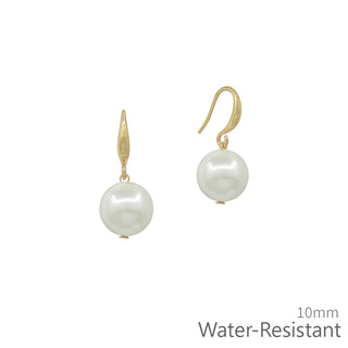 Gold Fishhook Pearl Earrings