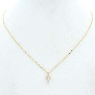 Gold Rhinestone Cross Chain Necklace