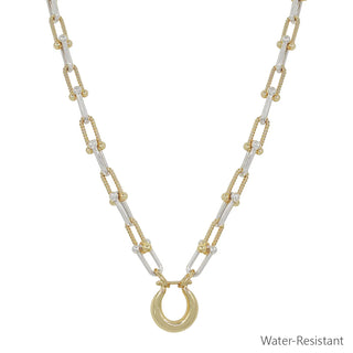 Gold & Silver Chunky Chain Pendant Necklace
