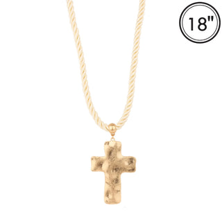 Ivory Twisted Rope Cross Necklace