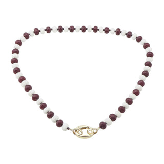 Maroon & White Crystal Beaded Necklace