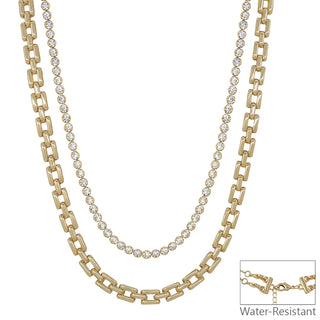 Gold Rectangle & Crystal Multiway Layered Necklace