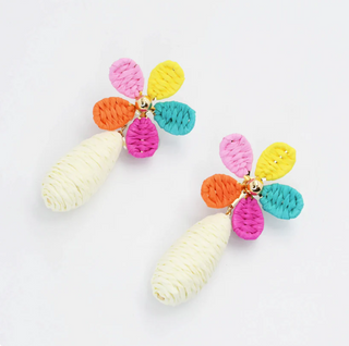 Multi Raffia Flower Earrings