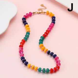 Natural Stone Beaded Necklace-Multi