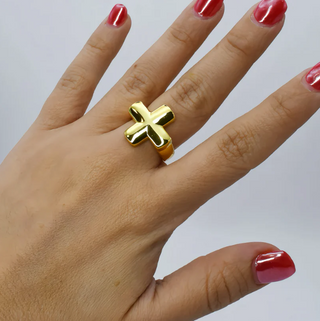 Chunky Cross Ring Gold