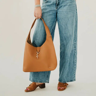 Haddie Hobo Vegan Leather Tote-Brown
