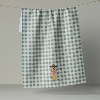 Golden Western Tea Towel-sage - Geometry