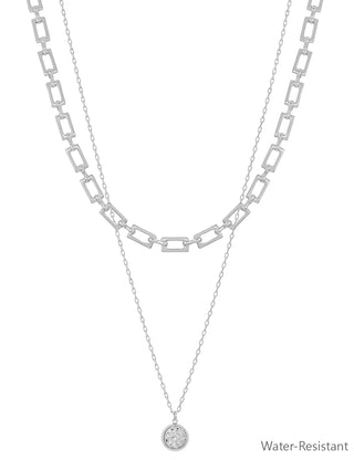 Silver Chain With Rhinestone Charm Necklace