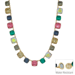 Multi Crystal Square Statement Necklace