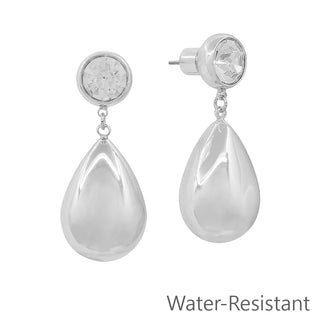 Rhinestone Stud Silver Teardrop Earrings