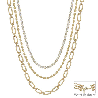 3 Layer Gold Multiway Stone Necklace