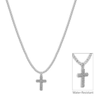 Silver Beaded Rhinestone Charm Necklace