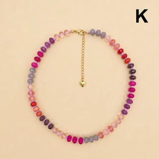 Natural Stone Beaded Necklace-Berry Mix