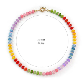 Natural Agate Rainbow Candy Beaded Necklace