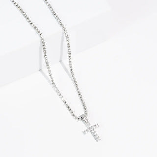 Divine Crystal Cross Silver Necklace