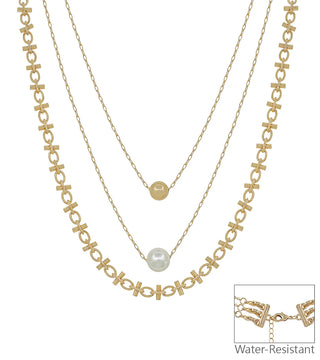 Gold & Pearl Triple Layered Necklace