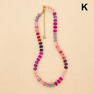 Natural Stone Beaded Necklace-Berry Mix