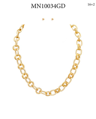 Gold Thick Textured Gold Link Necklace