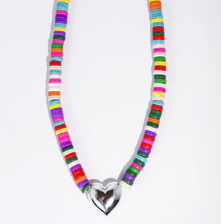 Hey Girlie Beaded Silver Necklace