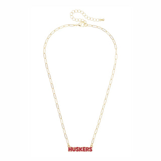 Nebraska Huskers Puffy Nameplate Necklace