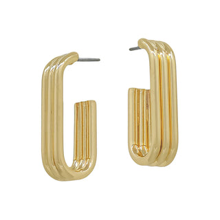 Gold 3 Layer Tubing Oval Hoop Earring