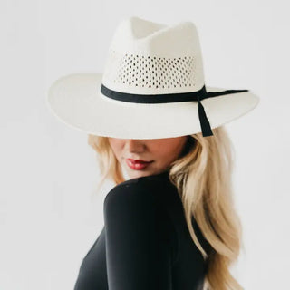 Shell Beach Western Sun Hat-Black Bow