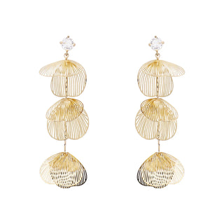 Gold Thin Metal Drop Earrings