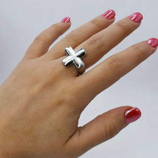 Chunky Cross Ring Silver
