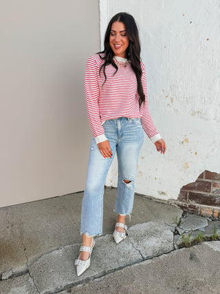 Ezra High Rise Slim Wide Leg Denim