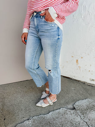 Ezra High Rise Slim Wide Leg Denim