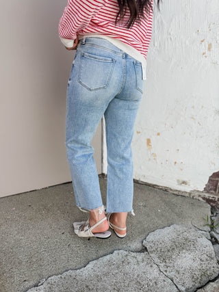 Ezra High Rise Slim Wide Leg Denim