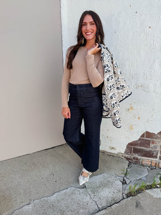 Reagan Long Sleeve Top-Taupe