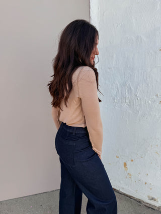 Reagan Long Sleeve Top-Taupe