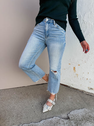 Ezra High Rise Slim Wide Leg Denim