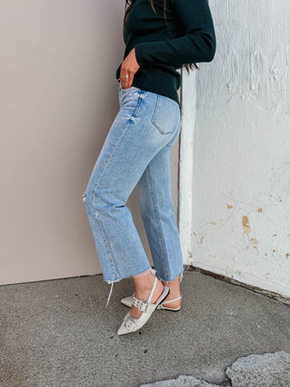 Ezra High Rise Slim Wide Leg Denim