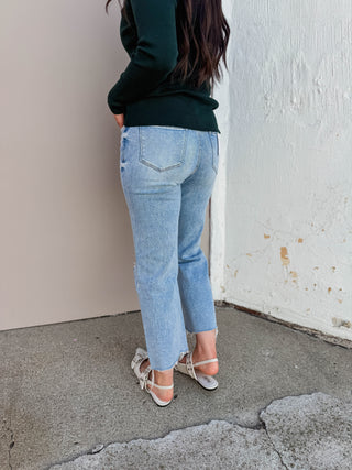 Ezra High Rise Slim Wide Leg Denim