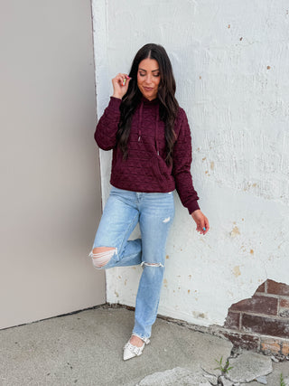 Tori Quilted Hoodie-Wine
